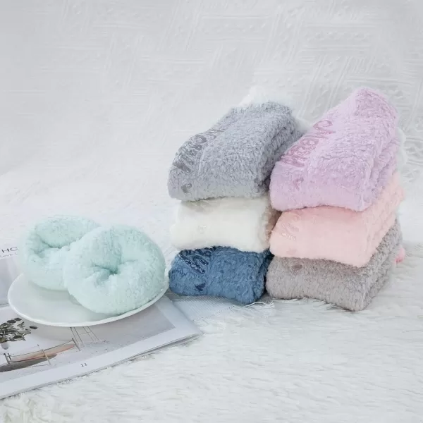 Zando Women Warm Super Soft Plush Slipper Sock Winter Fluffy Microfiber Crew Socks Casual Home Sleeping Fuzzy Cozy Sock