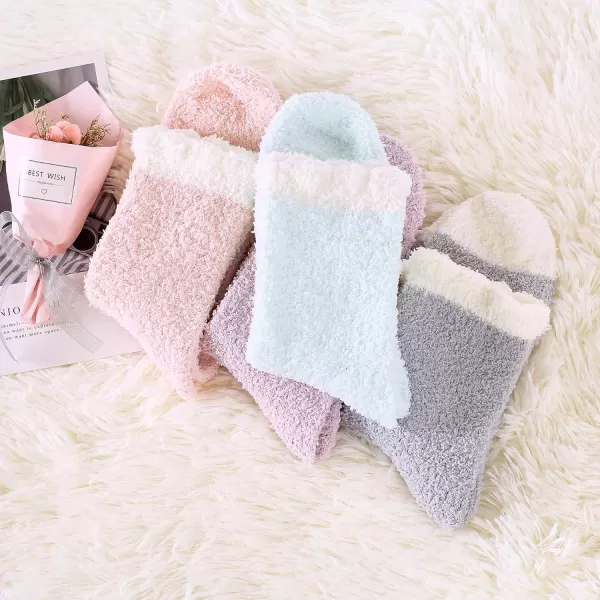 Zando Women Warm Super Soft Plush Slipper Sock Winter Fluffy Microfiber Crew Socks Casual Home Sleeping Fuzzy Cozy Sock