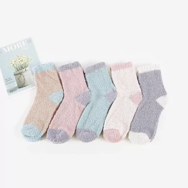 Zando Women Warm Super Soft Plush Slipper Sock Winter Fluffy Microfiber Crew Socks Casual Home Sleeping Fuzzy Cozy Sock