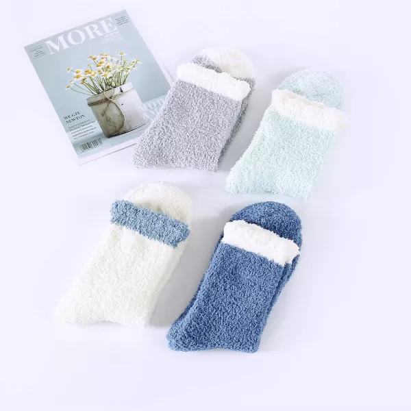 Zando Women Warm Super Soft Plush Slipper Sock Winter Fluffy Microfiber Crew Socks Casual Home Sleeping Fuzzy Cozy Sock