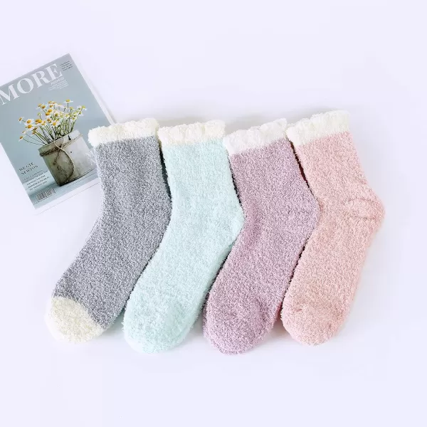 Zando Women Warm Super Soft Plush Slipper Sock Winter Fluffy Microfiber Crew Socks Casual Home Sleeping Fuzzy Cozy Sock