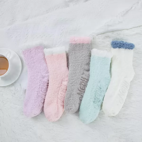 Zando Women Warm Super Soft Plush Slipper Sock Winter Fluffy Microfiber Crew Socks Casual Home Sleeping Fuzzy Cozy Sock
