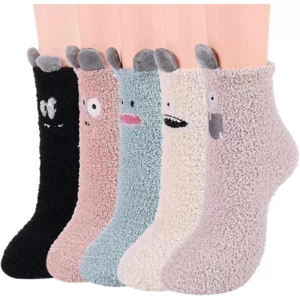 Zando Women Warm Super Soft Plush Slipper Sock Winter Fluffy Microfiber Crew Socks Casual Home Sleeping Fuzzy Cozy Sock