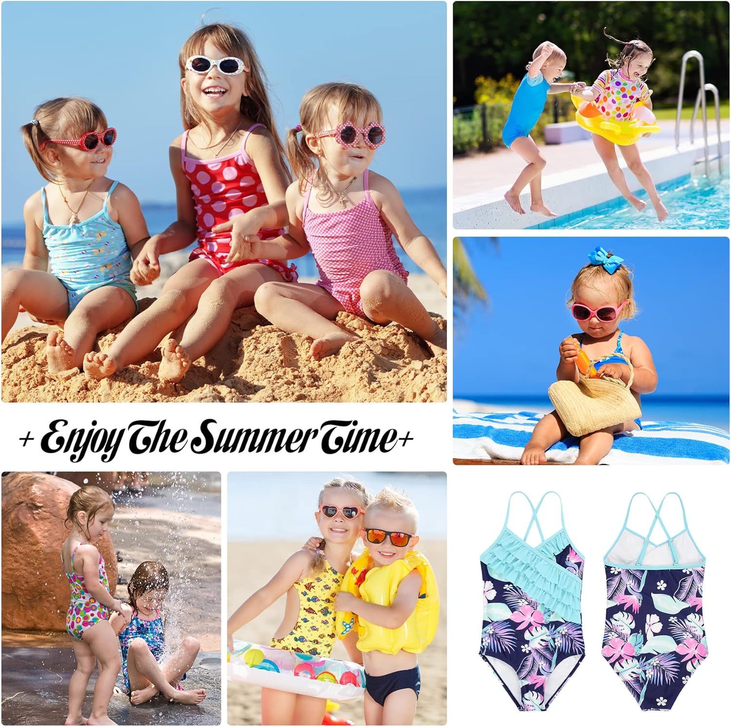 Zando Girl's One Piece Swimsuit Ruffle Bathing Suits for