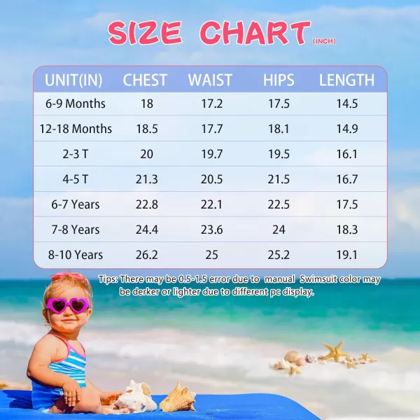 Zando Girls One Piece Bathing Suits Toddler Kids Swimsuits Mermaid Beach Swimwear for Baby Girl 2-8 Years Gifts)