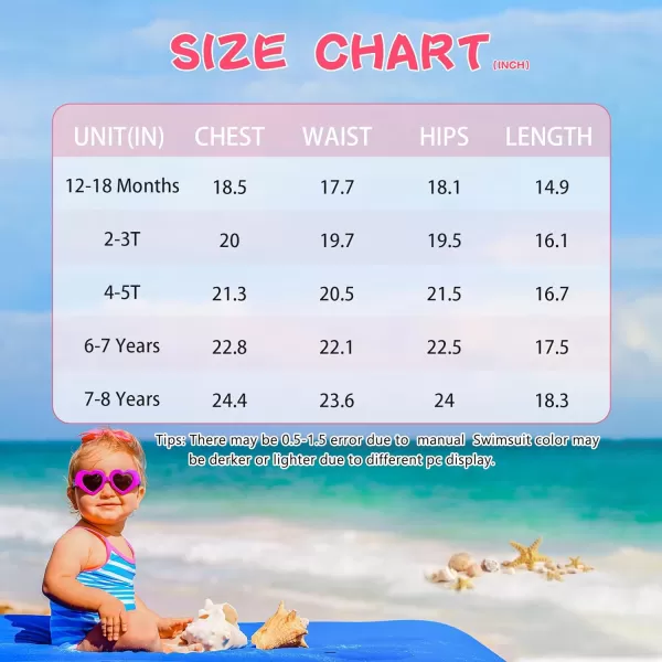 Zando Girls One Piece Bathing Suits Toddler Kids Swimsuits Mermaid Beach Swimwear for Baby Girl 2-8 Years Gifts)