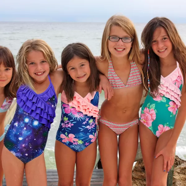 Zando Girl's One Piece Swimsuit Ruffle Bathing Suits for Little Girls UPF 50+ Baby Girls One-Piece Swimwear 2-10 Years