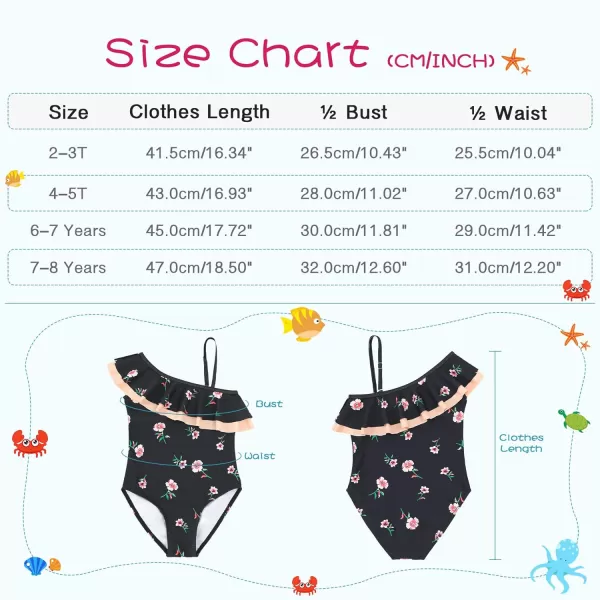 Zando Girl's One Piece Swimsuit Ruffle Bathing Suits for Little Girls UPF 50+ Baby Girls One-Piece Swimwear 2-10 Years
