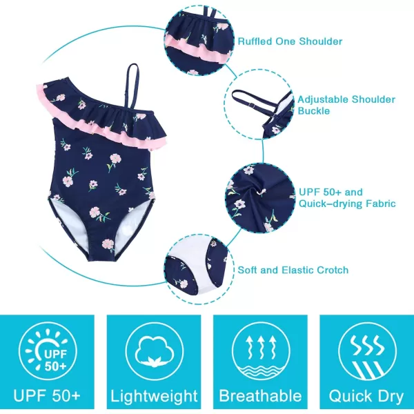 Zando Girl's One Piece Swimsuit Ruffle Bathing Suits for Little Girls UPF 50+ Baby Girls One-Piece Swimwear 2-10 Years