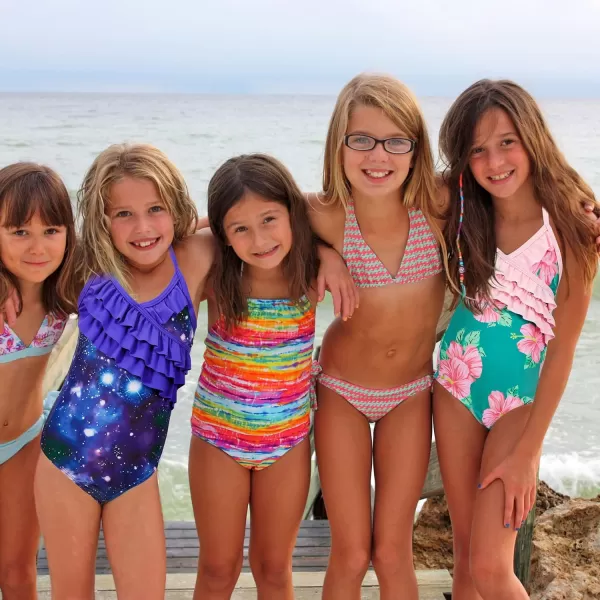 Zando Girl's One Piece Swimsuit Ruffle Bathing Suits for Little Girls UPF 50+ Baby Girls One-Piece Swimwear 2-10 Years