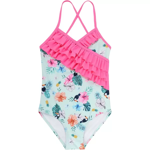 Zando Girl's One Piece Swimsuit Ruffle Bathing Suits for Little Girls UPF 50+ Baby Girls One-Piece Swimwear 2-10 Years