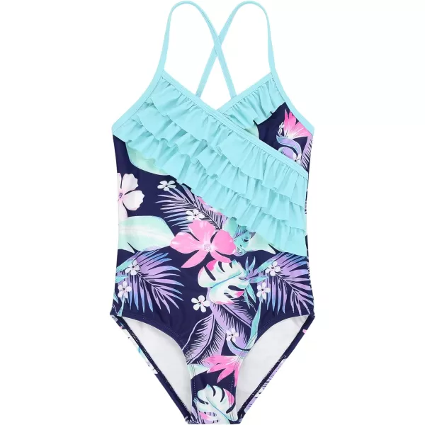 Zando Girl's One Piece Swimsuit Ruffle Bathing Suits for Little Girls UPF 50+ Baby Girls One-Piece Swimwear 2-10 Years