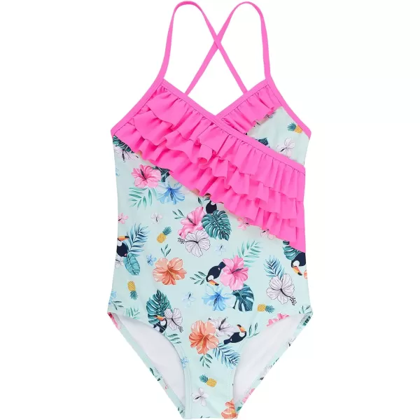 Zando Girl's One Piece Swimsuit Ruffle Bathing Suits for Little Girls UPF 50+ Baby Girls One-Piece Swimwear 2-10 Years