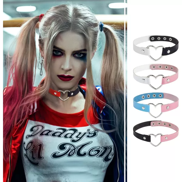 Zando Love Heart Leather Choker Necklace for Women Punk PU Gothic Jewelry Adjustable Chain Collar for Women Girls Party