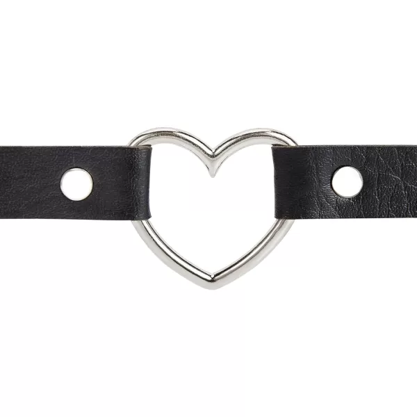 Zando Love Heart Leather Choker Necklace for Women Punk PU Gothic Jewelry Adjustable Chain Collar for Women Girls Party