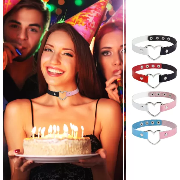 Zando Love Heart Leather Choker Necklace for Women Punk PU Gothic Jewelry Adjustable Chain Collar for Women Girls Party