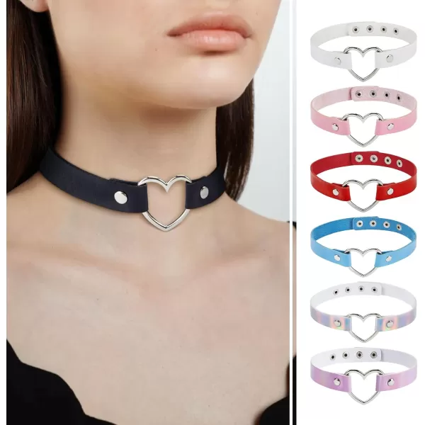 Zando Love Heart Leather Choker Necklace for Women Punk PU Gothic Jewelry Adjustable Chain Collar for Women Girls Party