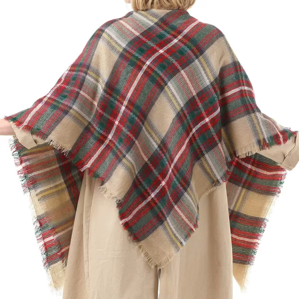 Zando Plaid Blanket Thick Winter Scarf Tartan Chunky Wrap Oversized Shawl Cape Scarves