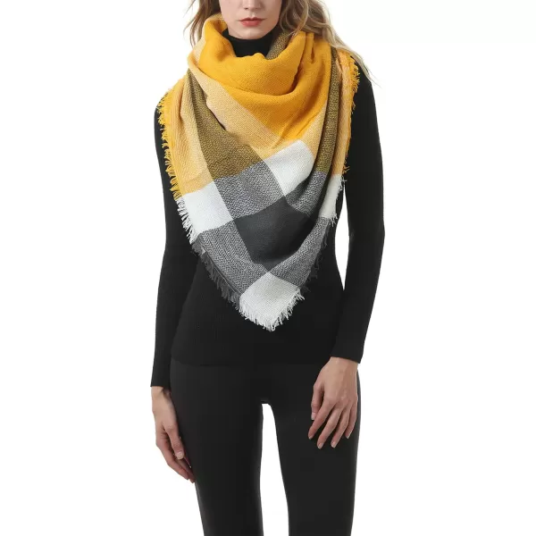 Zando Plaid Blanket Thick Winter Scarf Tartan Chunky Wrap Oversized Shawl Cape Scarves