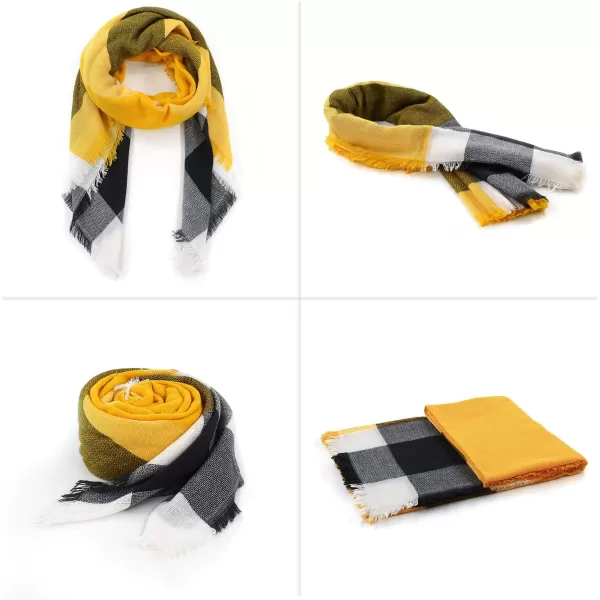 Zando Plaid Blanket Thick Winter Scarf Tartan Chunky Wrap Oversized Shawl Cape Scarves