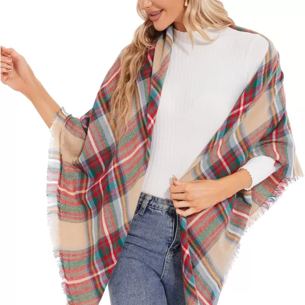 Zando Plaid Blanket Thick Winter Scarf Tartan Chunky Wrap Oversized Shawl Cape Scarves