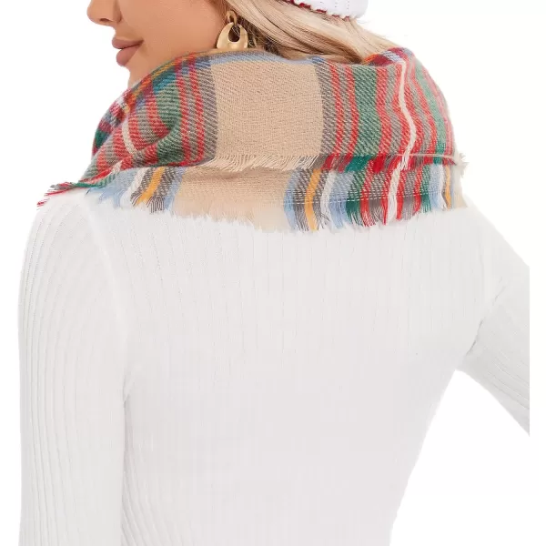 Zando Plaid Blanket Thick Winter Scarf Tartan Chunky Wrap Oversized Shawl Cape Scarves