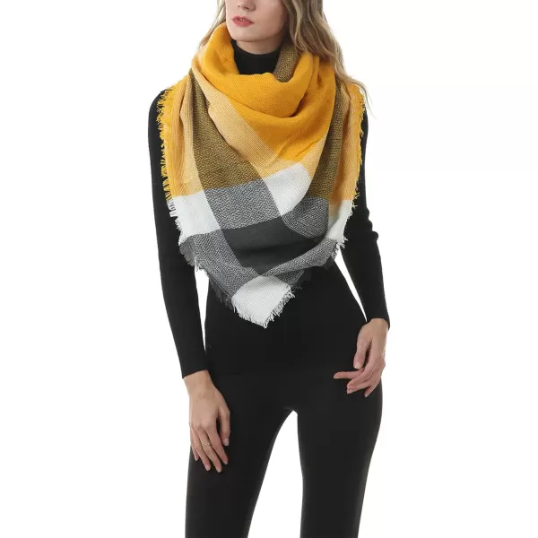 Zando Plaid Blanket Thick Winter Scarf Tartan Chunky Wrap Oversized Shawl Cape Scarves