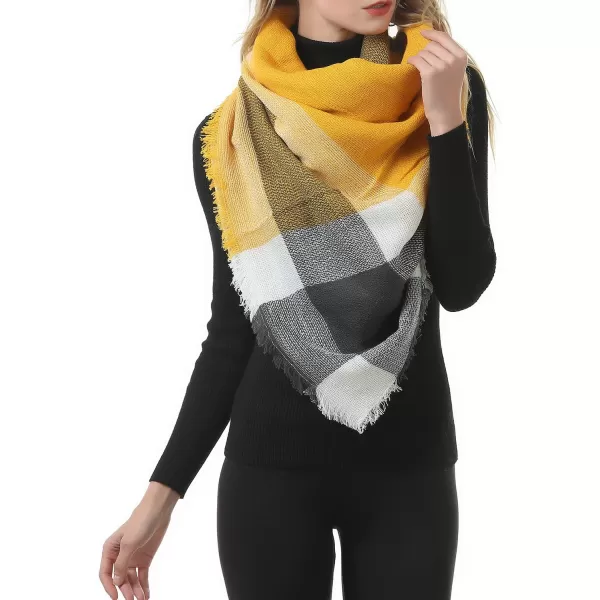 Zando Plaid Blanket Thick Winter Scarf Tartan Chunky Wrap Oversized Shawl Cape Scarves