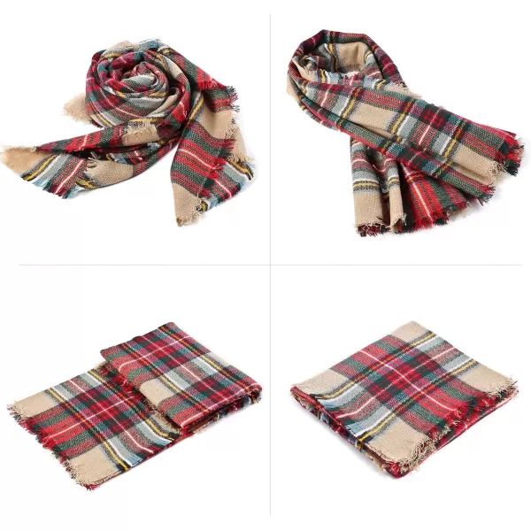 Zando Plaid Blanket Thick Winter Scarf Tartan Chunky Wrap Oversized Shawl Cape Scarves
