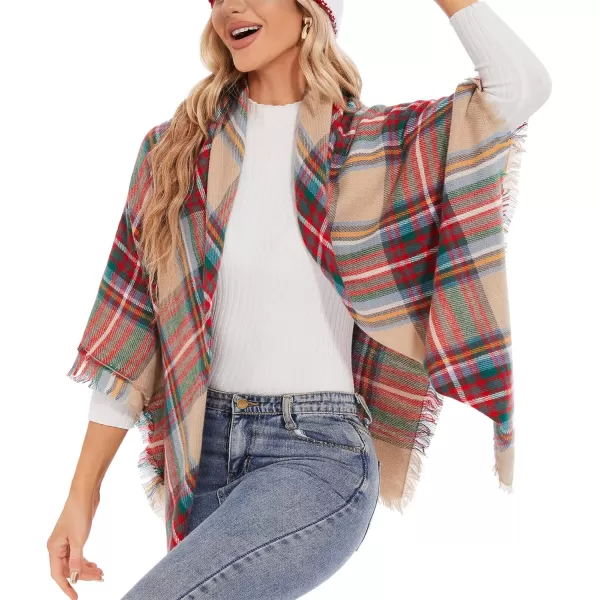 Zando Plaid Blanket Thick Winter Scarf Tartan Chunky Wrap Oversized Shawl Cape Scarves
