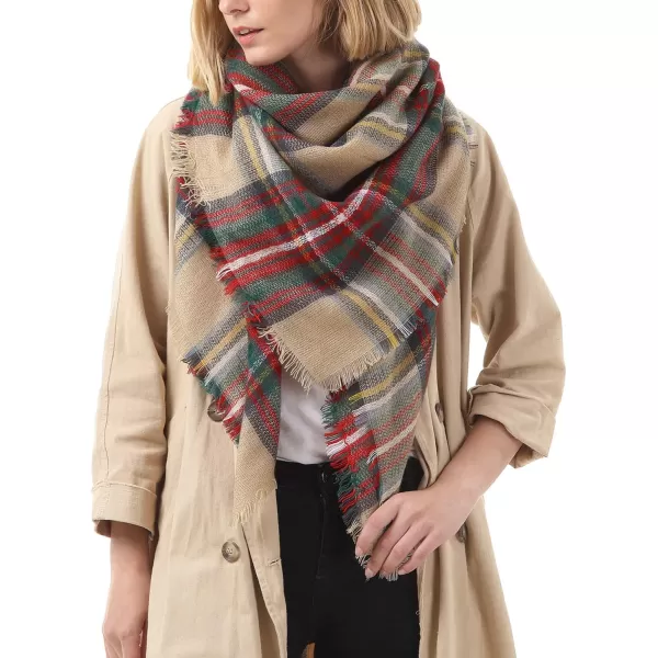 Zando Plaid Blanket Thick Winter Scarf Tartan Chunky Wrap Oversized Shawl Cape Scarves