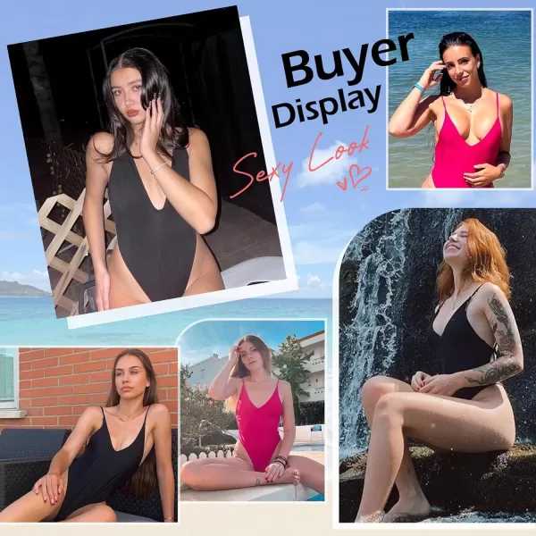 Zando V Neck Cheeky One Piece Swimsuits for Women One Piece Swimsuit Women Thong Bathing Suit for Women