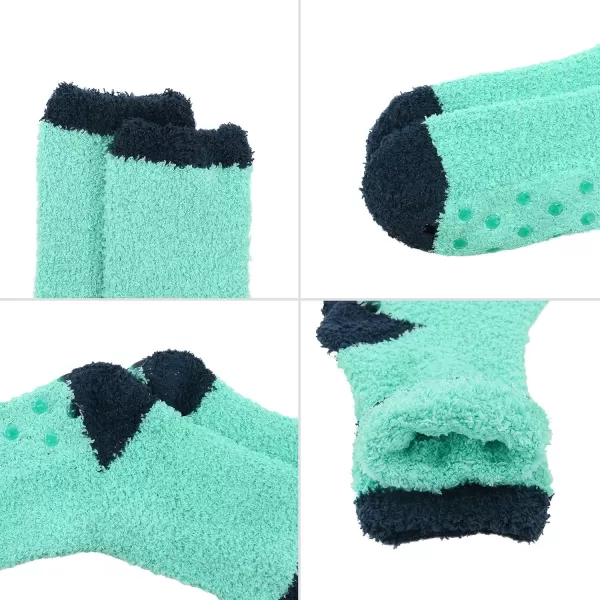 Zando Womens Fuzzy Socks with Grips Athletic Grip Socks Warm Slipper Socks Non Slip Cozy Socks Soft Thick Fluffy Socks