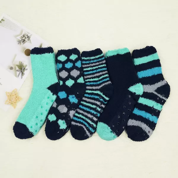 Zando Womens Fuzzy Socks with Grips Athletic Grip Socks Warm Slipper Socks Non Slip Cozy Socks Soft Thick Fluffy Socks