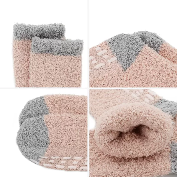 Zando Womens Fuzzy Socks with Grips Athletic Grip Socks Warm Slipper Socks Non Slip Cozy Socks Soft Thick Fluffy Socks