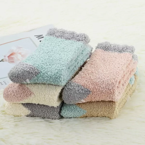 Zando Womens Fuzzy Socks with Grips Athletic Grip Socks Warm Slipper Socks Non Slip Cozy Socks Soft Thick Fluffy Socks