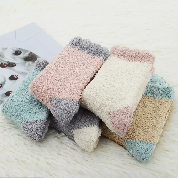 Zando Womens Fuzzy Socks with Grips Athletic Grip Socks Warm Slipper Socks Non Slip Cozy Socks Soft Thick Fluffy Socks