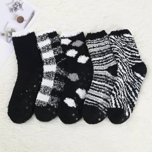Zando Womens Fuzzy Socks with Grips Athletic Grip Socks Warm Slipper Socks Non Slip Cozy Socks Soft Thick Fluffy Socks
