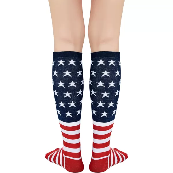 Zando Women's Tall Knee High Socks Extra Long Athletic Socks Outdoor Long Socks Stripes Casual Tube Socks Knee Socks