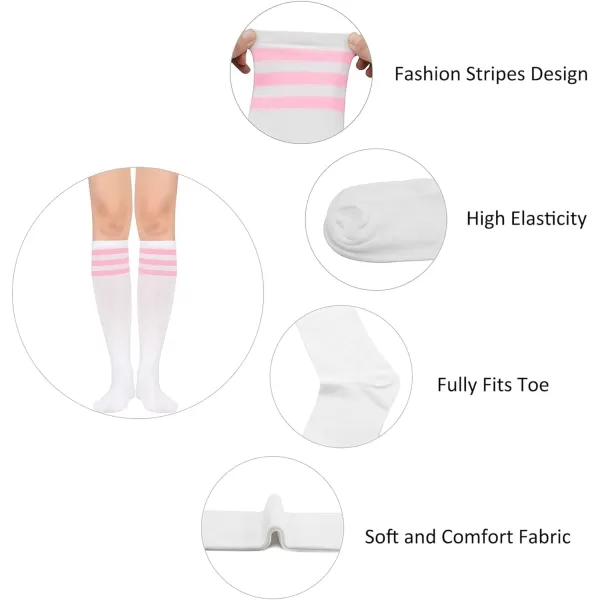 Zando Women's Tall Knee High Socks Extra Long Athletic Socks Outdoor Long Socks Stripes Casual Tube Socks Knee Socks