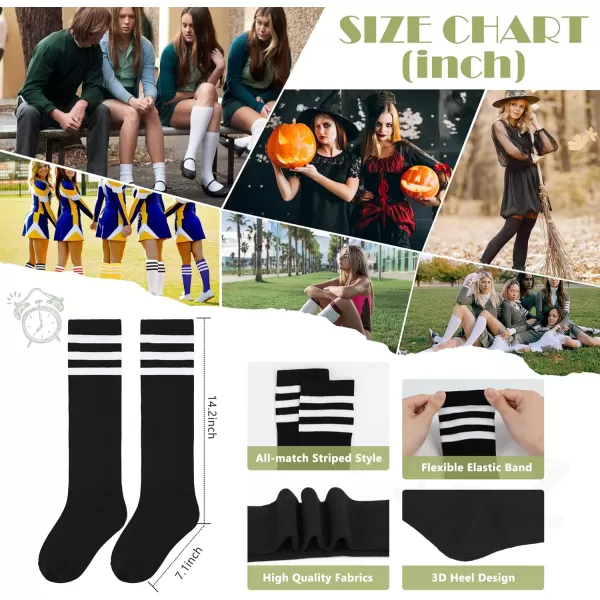 Zando Women's Tall Knee High Socks Extra Long Athletic Socks Outdoor Long Socks Stripes Casual Tube Socks Knee Socks