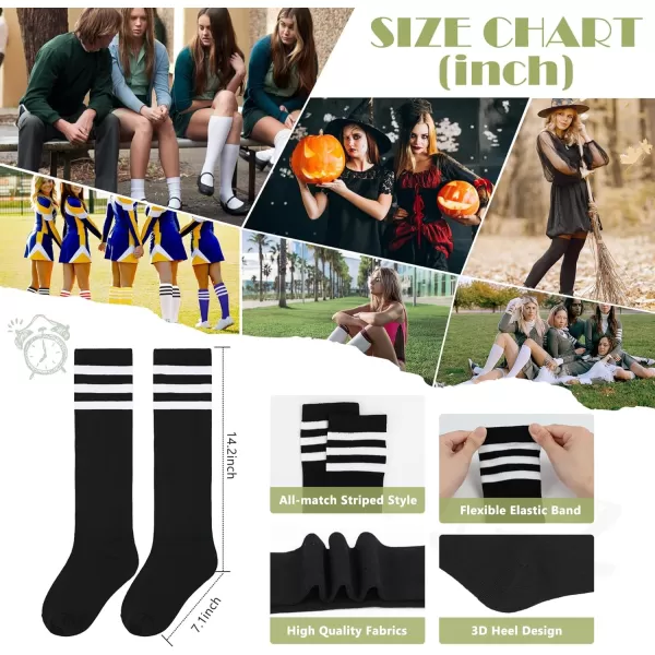 Zando Women's Tall Knee High Socks Extra Long Athletic Socks Outdoor Long Socks Stripes Casual Tube Socks Knee Socks