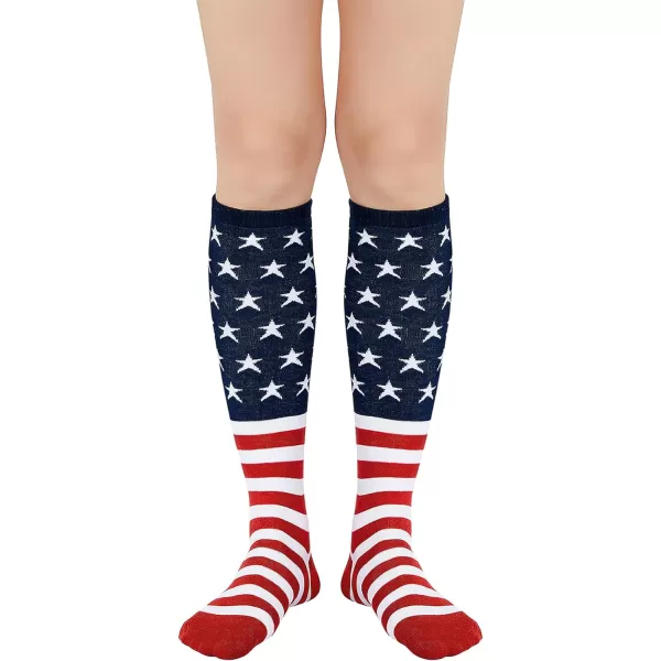 Zando Women's Tall Knee High Socks Extra Long Athletic Socks Outdoor Long Socks Stripes Casual Tube Socks Knee Socks