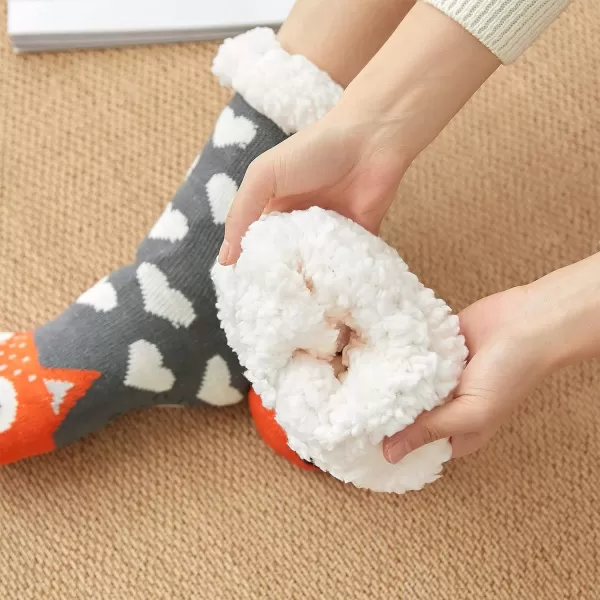 Zando Womens Warm Fuzzy Slipper Socks Fluffy Sherpa Fleece Socks Cozy Non Slip Plush Fleece Socks with Grippers