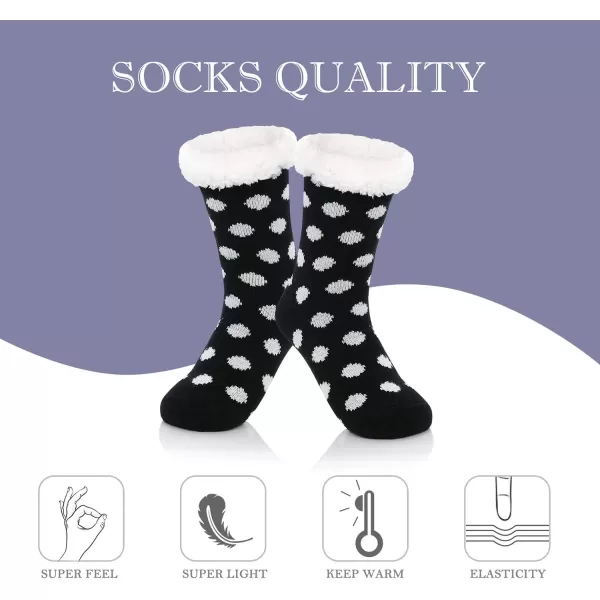 Zando Womens Warm Fuzzy Slipper Socks Fluffy Sherpa Fleece Socks Cozy Non Slip Plush Fleece Socks with Grippers