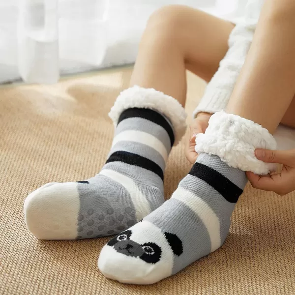 Zando Womens Warm Fuzzy Slipper Socks Fluffy Sherpa Fleece Socks Cozy Non Slip Plush Fleece Socks with Grippers
