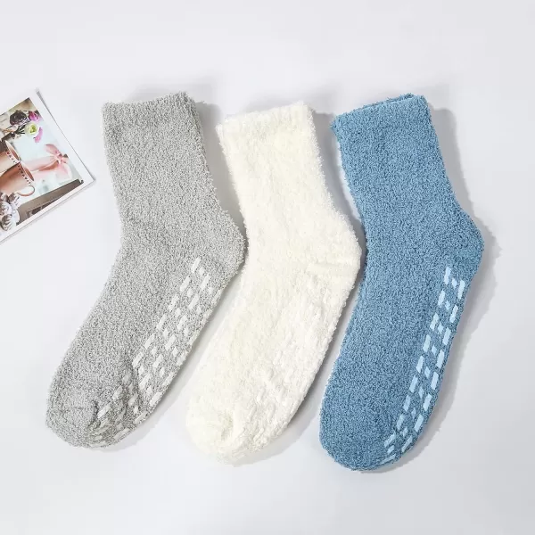 Zando Womens Warm Fuzzy Slipper Socks Fluffy Sherpa Fleece Socks Cozy Non Slip Plush Fleece Socks with Grippers