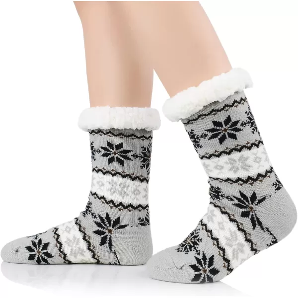 Zando Womens Warm Fuzzy Slipper Socks Fluffy Sherpa Fleece Socks Cozy Non Slip Plush Fleece Socks with Grippers
