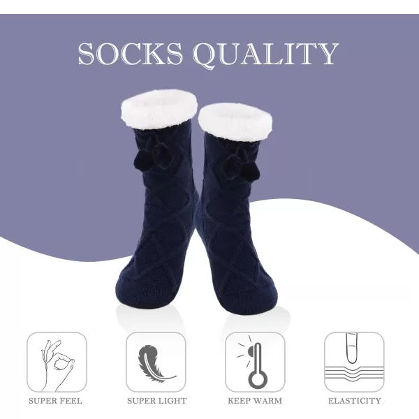 Zando Womens Warm Fuzzy Slipper Socks Fluffy Sherpa Fleece Socks Cozy Non Slip Plush Fleece Socks with Grippers