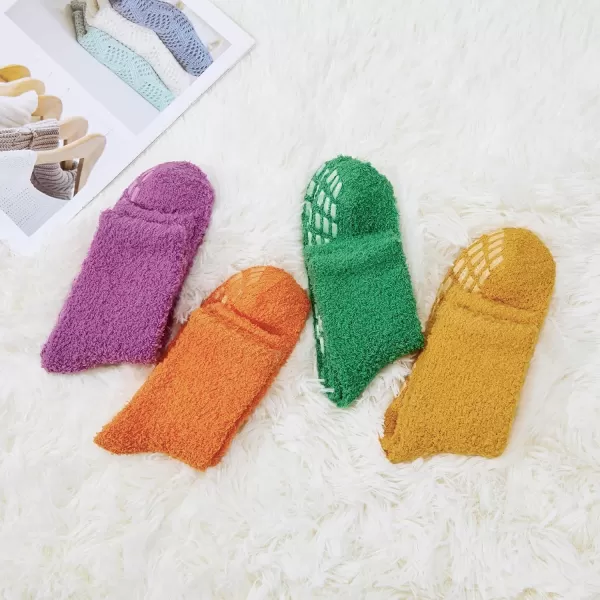 Zando Womens Warm Fuzzy Slipper Socks Fluffy Sherpa Fleece Socks Cozy Non Slip Plush Fleece Socks with Grippers
